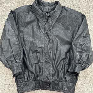 VTG 80s G-III Leather Fashions Black Textured Bomber Jacket Made in USA Women L